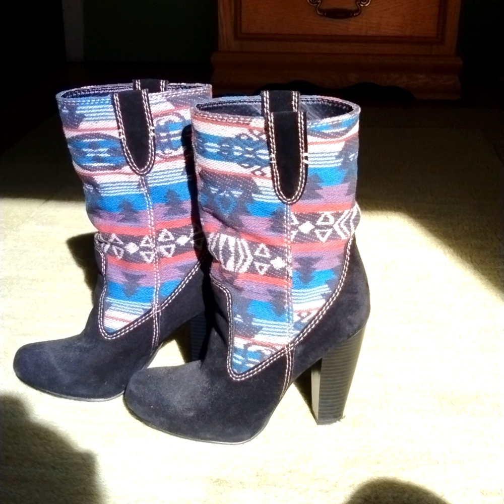 MIA suede and tapestry boots